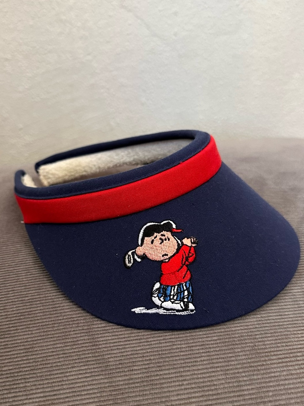 Vtg 80s 90s PEANUTS x CHARLIE BROWN Blue LUCY GOLF VISOR Course Women's Sun Hat